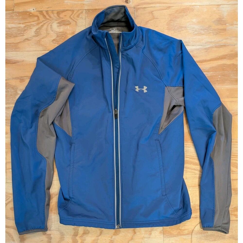 Under Armour Coldgear Windbreaker Jacket Blue/Grey Men's Size Small Full Zip